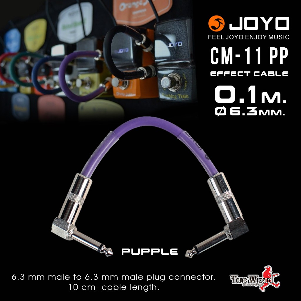 JOYO Collection Mono Effect Cable 0.1m O.D-6.3mm. (10 cm) (สายพ่วง effect เครื่องดนตรี) (200)