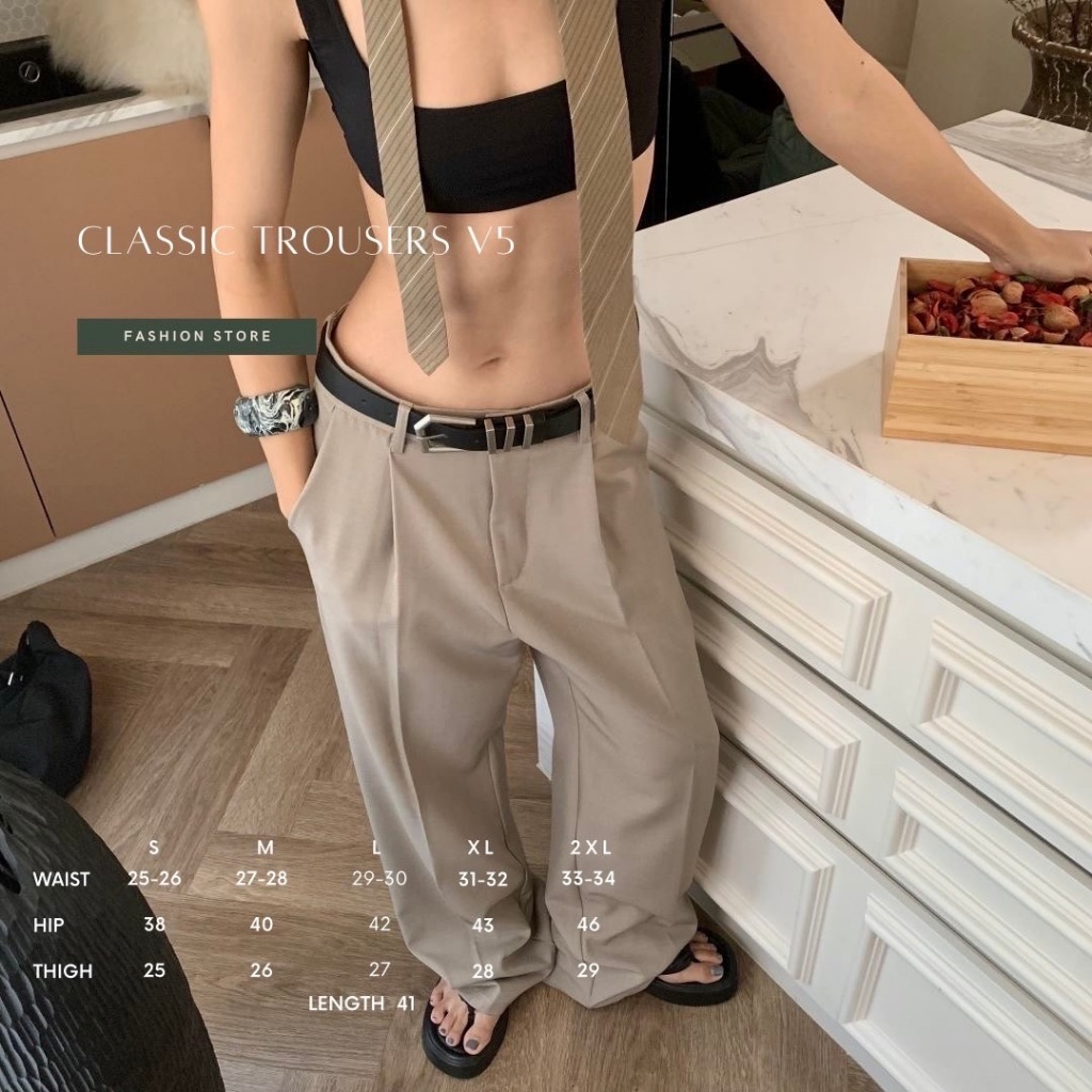 Fashionstore-Classic trousers -V5 - กางเกงขายาว(พร้อมส่งบางสี สีและไซส์ที่หมด ของพร้อมส่งต้นเดือนมีนาคม)