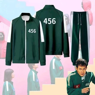 ชุดวอร์ม SQUID GAME ชุดวอร์มแฟชั่น (เสื้อ+กางเกง+ตัวเลข+ป้ายX O) พร้อมส่ง