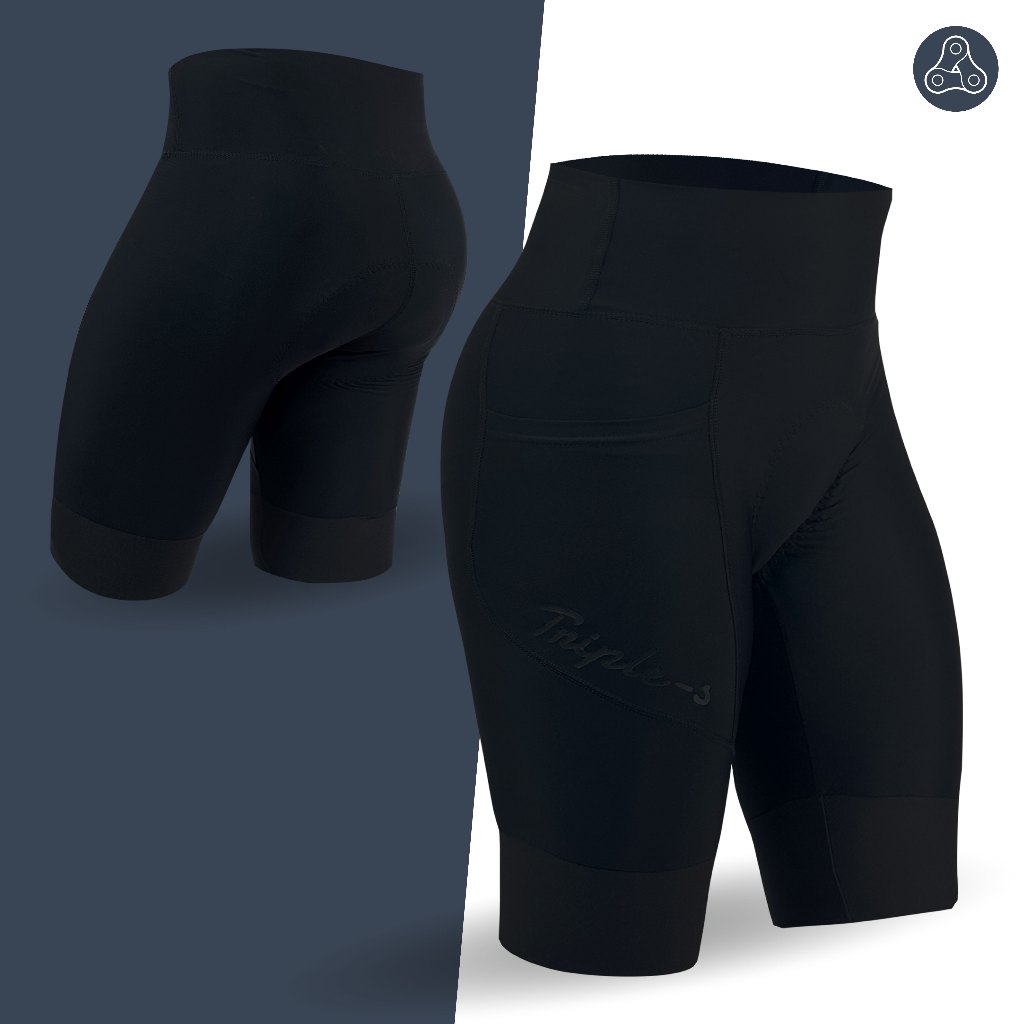 Triple-S กางเกงขาสั้น เป้าเจล สำหรับปั่นจักรยาน มีกระเป๋าข้าง ใส่ได้ทั้งผู้ชายและผู้หญิง