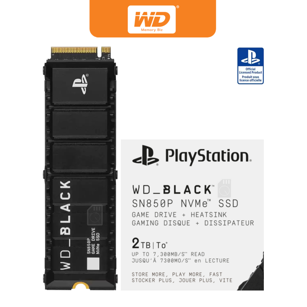 WD SSD Black SN850P 2TB M.2 2280NVMe Pcle 4x4 R 7300 : W 6600 *Heatsink* (WDBBYV0020BNC-WRSN) 5Y