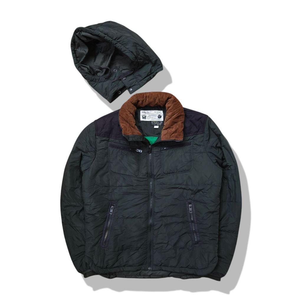 Diesel Green Hooded Puffer Jacket รอบอก 48”