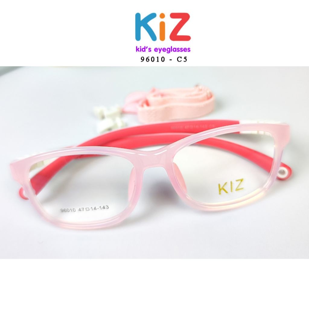 กรอบแว่นตาเด็ก KiZ 96010 - C5 สำหรับ เด็กอายุ 3 - 5 ปี เต็มกรอบสีชมพู แถมฟรี ข้อต่อ+ซิลิโคนจมูกแว่นแ