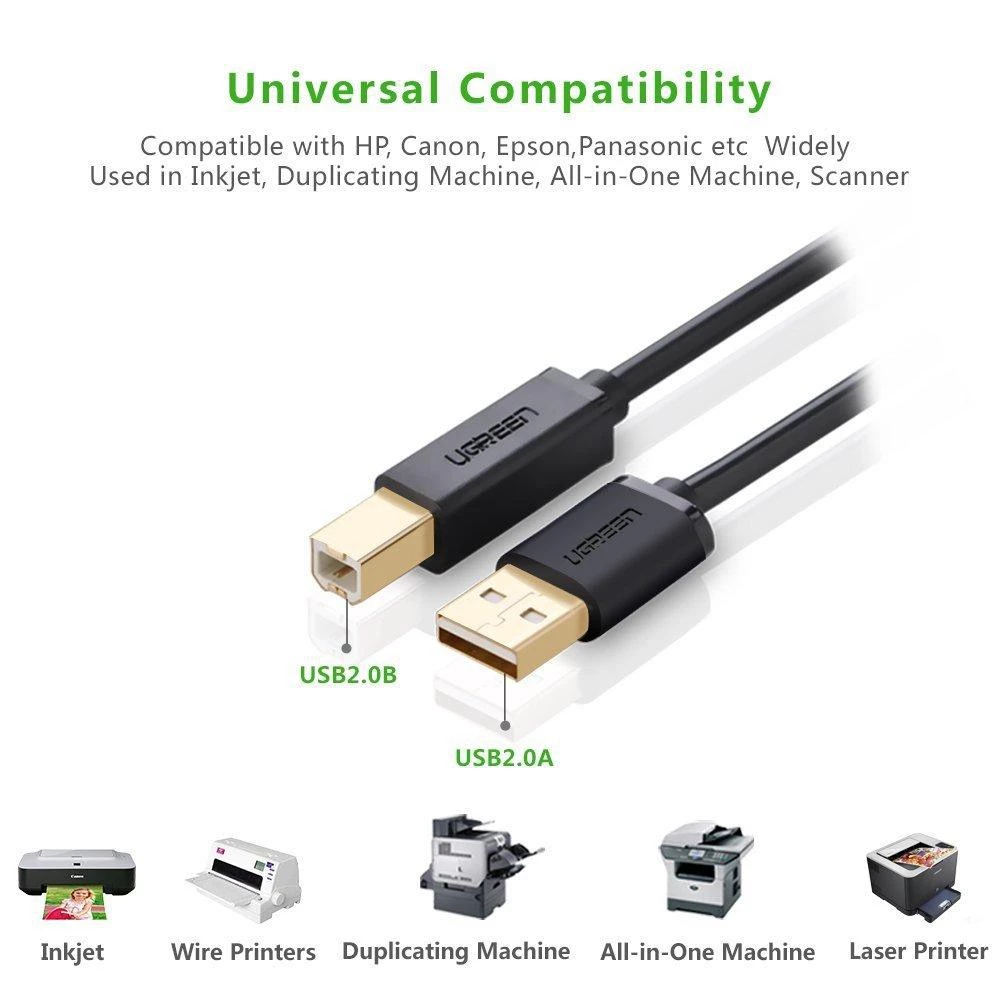 UGREEN 10351 / 10352 Cable PRINTER USB2.0  1.5M / 3M / 5M  สายเครื่องปริ๊น สายต่อ printer