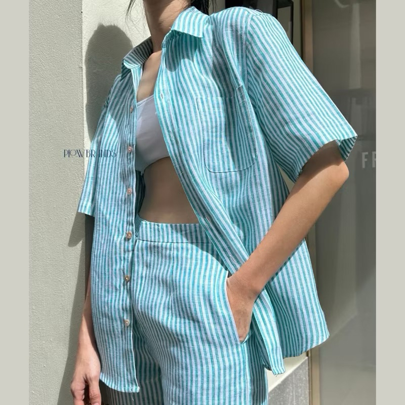 PLOWBRANDS ส่งต่อ - TS0016 Linen Boyfriend shirt