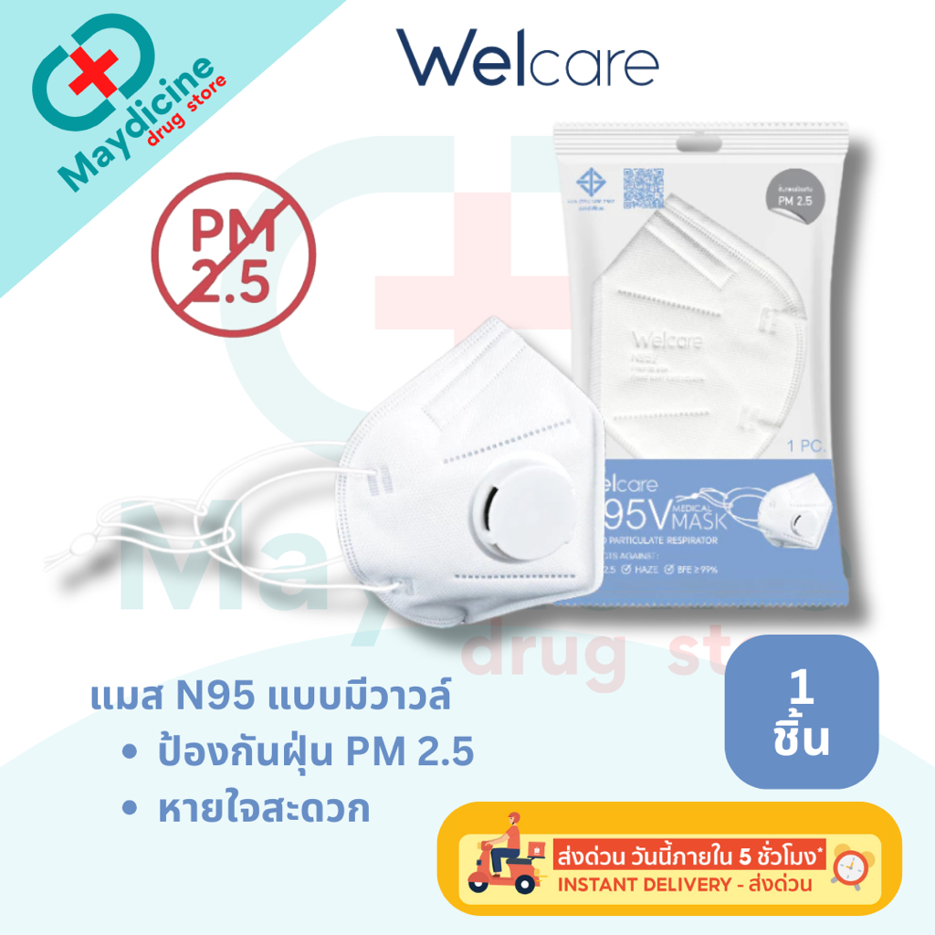Welcare แมส N95 FACE MASK หน้ากากอนามัย N95 แบบมีวาล์ว และไม่มีวาล์ว