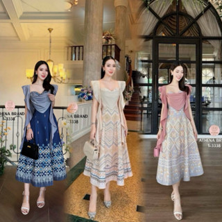 (พร้อมส่ง) Athena65 Dress พิมพ์ลายทรงเจ้าหญิงดีไซน์ตัดต่อผ้า…