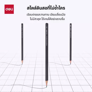 ดินสอเขียนแบบ Deli (2H/HB/2B/4B/6B/8B/10B/12B) 1 กล่อง บรรจุ 12 แท่ง สำหรับงานศิลปะ ดำเข้มชัด Pencil