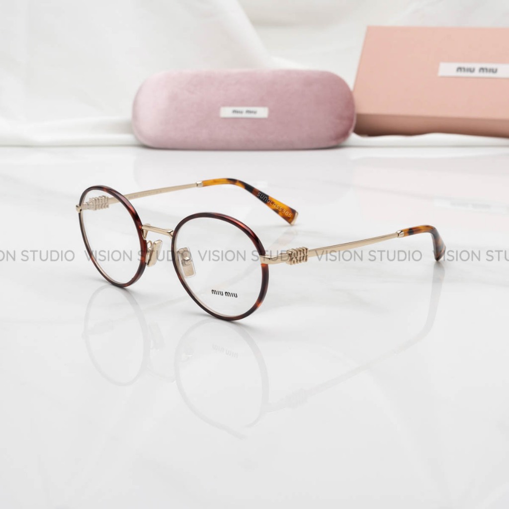 แว่นสายตา Miu Miu รุ่น MU52XV สีกระ/ทอง 15U1O1 ใหม่ ของแท้100% รับประกัน 2 ปีเต็ม พร้อมอุปกรณ์