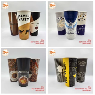 TPP (ยกลัง) แก้วกระดาษ 22oz คละลาย 1,000 ใบ