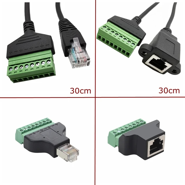 RJ45 สกรู 8P Connector Ethernet Rj45 ชายหญิง 8 พินสกรูอะแดปเตอร์เครือข่ายสําหรับกล้องวงจรปิด DVR
