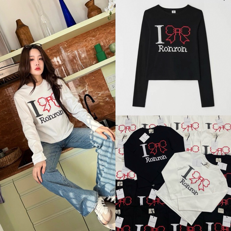 Ribbon long sleeve 🔖🐰 เสื้อคอกลมแขนยาว น่ารักสุดๆ ดีเทลงานสกรีนลายโบว์ สไตล์พส.เกาหลี