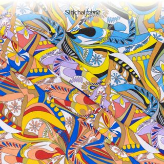 ผ้าคอตต้อนทีซี Cotton TC ลาย Abstract ดอกไม้และใบไม้ 44 นิ้ว…