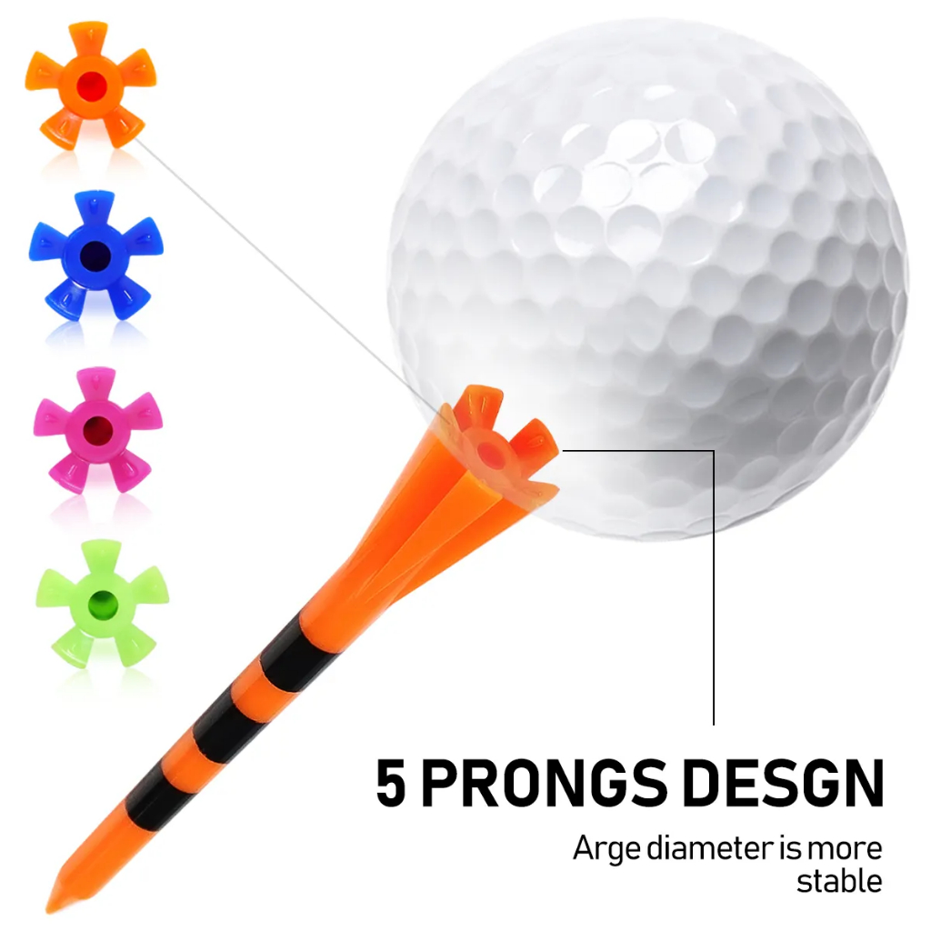 AMZ ทีกอล์ฟ Tee Golf ทีพลาสติก มีเส้นบอกระดับ driver tee กอล์ฟที ขนาด 70mm 83mm (แพ็ค 10 ชิ้น)