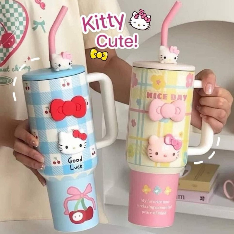 แก้วเก็บอุณหภูมิKITTYใบใหญ่มีหูจับน่ารักมากๆ