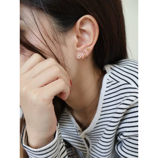 A.piece จิวแสตนเลส เซ็ตจิว [stainless steel] Pearl flower piercing set (5 ชิ้น)