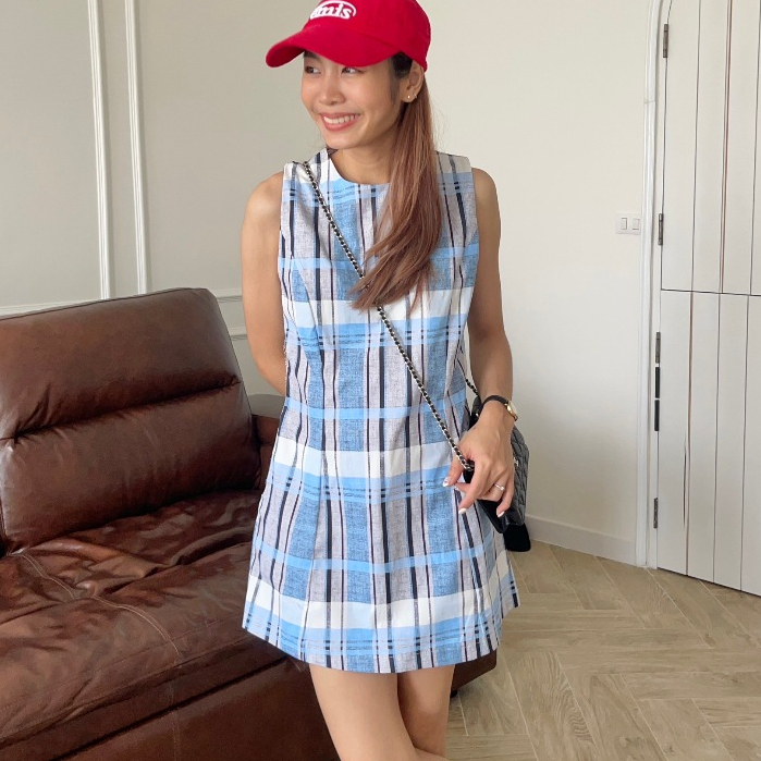 CHAWY Magarine blue minidress C4611 มินิเดรสสั้น มินิเดรสmagarine
