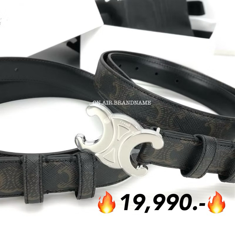 New celine medium triomphe belt canvas 2.5 cm. หัวสีเงิน เข็มขัดรุ่นนี้สวยเท่ห์มาก