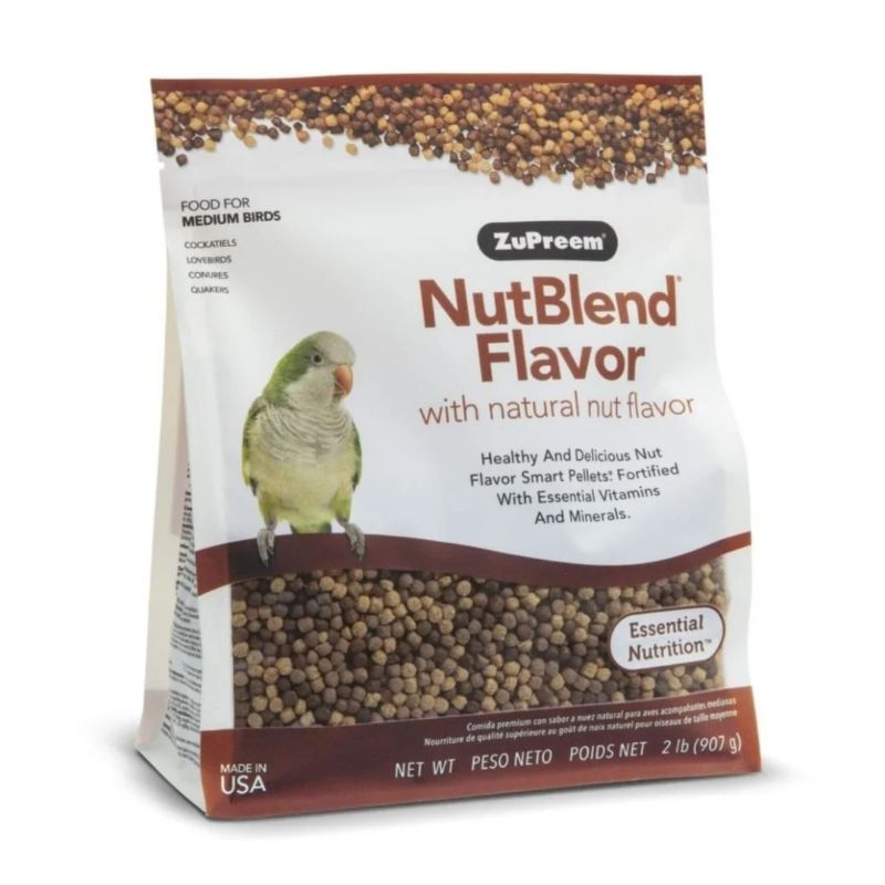 Zupreem NutBlend ไซร์ M อาหาร รสถั่ว สำหรับนกค็อกคาเทล ซันคอร์นัวร์ เลิฟเบิร์ด บรรจุ 2 lb.