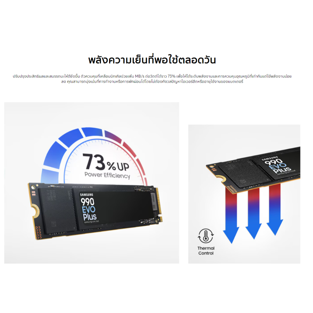 SAMSUNG SSD 990 EVO PLUS 1TB # MZ-V9S1T0BW  PCle4 NVMe M.2 เอสเอสดี