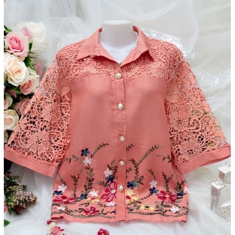 เสื้อเชิ้ตผู้หญิงผ้าลินินอก38-42นิ้วอก44-46นิ้ววงานฟรีไชส์ - รูปที่ 3