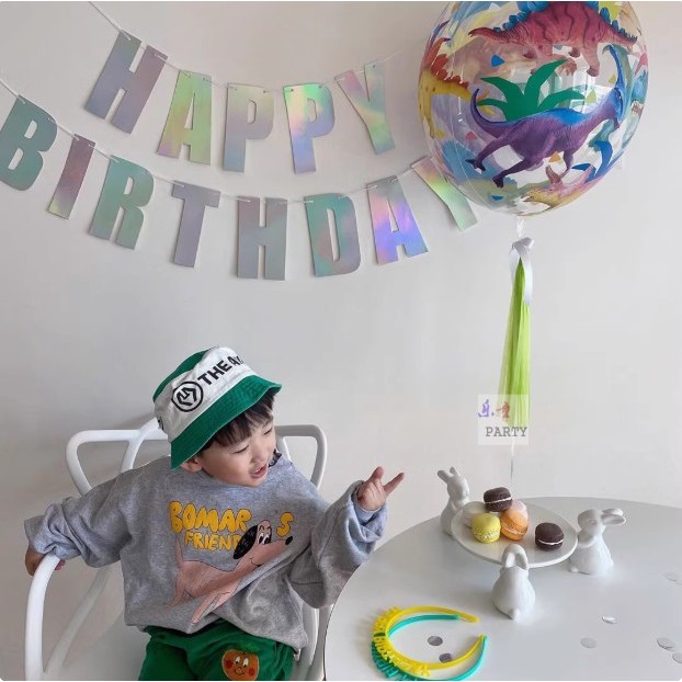 [มีส่งด่วน] ธงกระดาษ HAPPY BIRTHDAY โฮโลแกรม แบนเนอร์ ธงประดับงานปาร์ตี้ งานวันเกิด Bannerกระดาษ