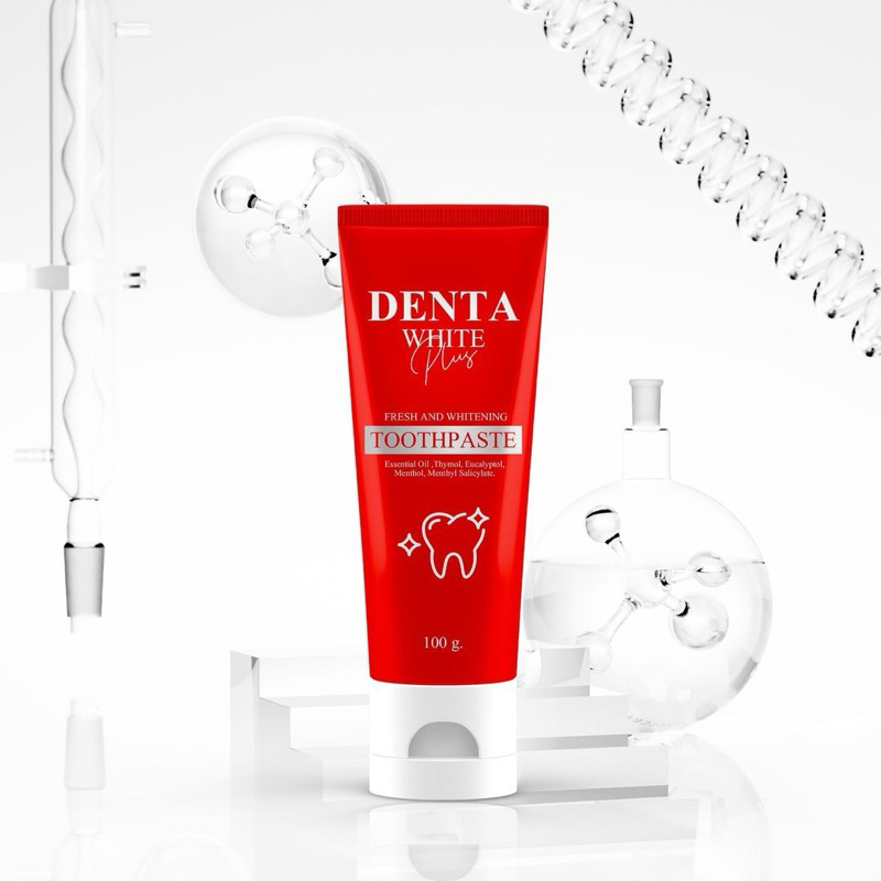 (1 หลอด) ยาสีฟันยายผึ้ง DENTA WHITE PLUS ยาสีฟัน หลอดแดง