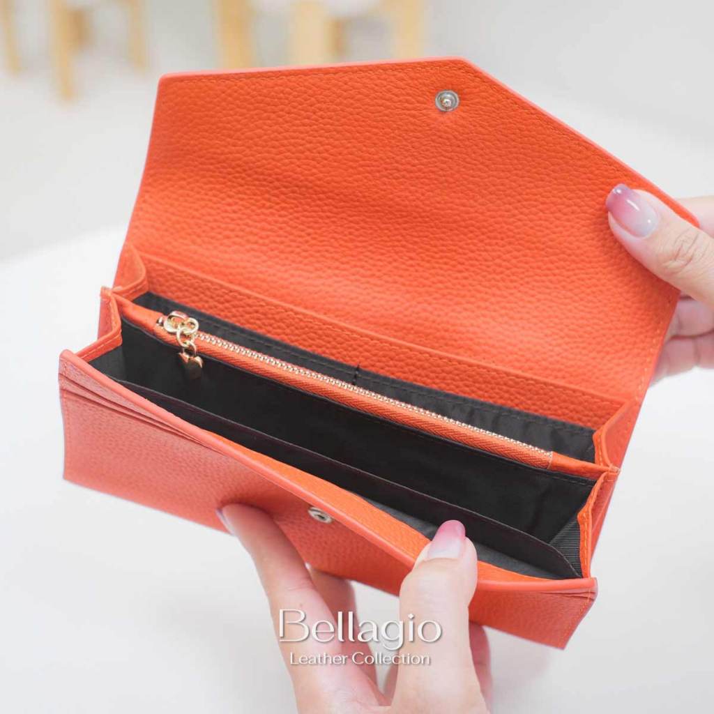 Bellagio รุ่น Verona Wallet กระเป๋าสตางค์ใบยาวหนังวัวแท้ (ทรงบางสลิม) สไตล์ Minimal