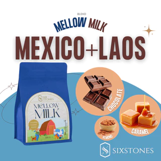 (รวมสู้นม!!!)เมล็ดกาแฟคั่วเข้ม BedRock และ Mellow Milk ไม่ติดเปรี้ยว โรบัสต้า+อราบิก้า โรงคั่วกาแฟซิกซ์สโต