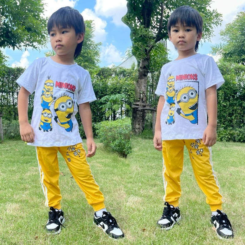 ชุดเซ็ทรุ่นสโลป(สีพื้น) เสื้อแขนสั้น+กางเกงขายาว ชุดเด็ก ลายซุปเปอร์ฮีโร่ การ์ตูน ผ้าCotton100% ปลายขาจั๊ม - รูปที่ 2