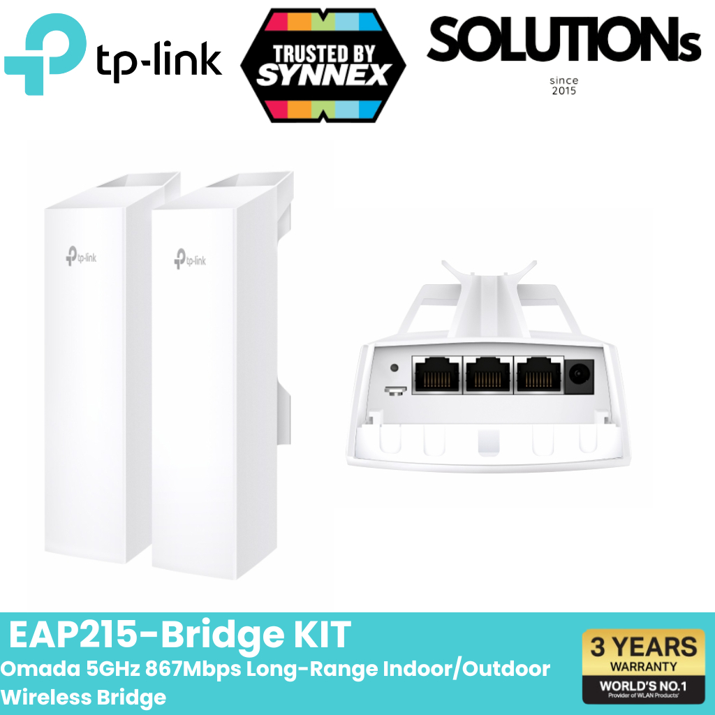TP-Link EAP215-Bridge KIT Ver.3 Omada 5GHz 867Mbps Long-Range Indoor/Outdoor Wireless Bridge