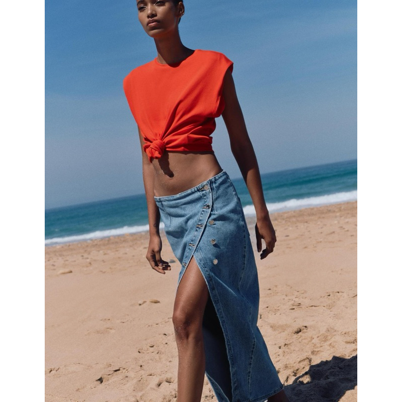 Zara Red Ribbed T-Shirt Shop