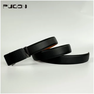 PUGON เข็มขัดผู้ชาย ชนิดหนังวัวแท้ สีดำปืน เข็มขัดหนัง คุณภาพสูง แฟชั่นคลาสสิกสีดำ Leather belt men