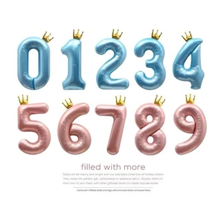 ส่งไว ร้านไทย ลูกโป่งวันเกิดสีชมพู ฟ้า ไซส์ 40 ,32,16 นิ้ว ลูกโป่งมีโบว์ มงกูฎ