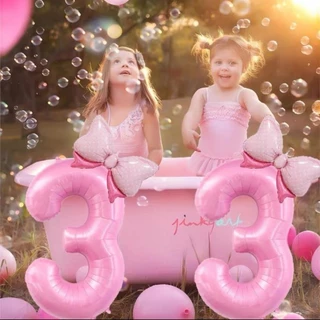 ส่งไว ร้านไทย ลูกโป่งวันเกิดสีชมพู ฟ้า ไซส์ 40 ,32,16 นิ้ว ลูกโป่งมีโบว์ มงกูฎ