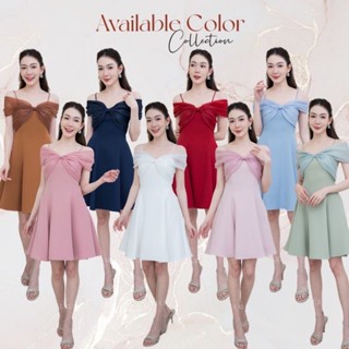 ชุดเดรส เดรสสั้น เดรสงานแต่ง ชุดราตรี N296 ผ้าโคโค่ สายเดี่ย…