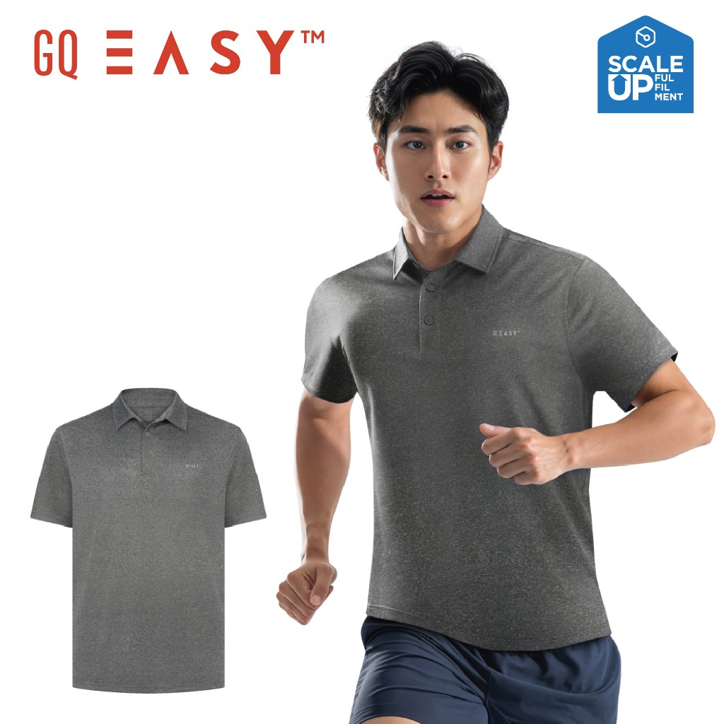 GQ Easy เสื้อโปโลกีฬา แขนสั้น แห้งไว ระบายอากาศ สีเทาเข้ม ของแท้ 💯%