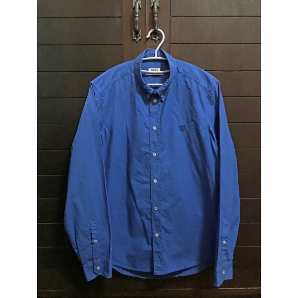 Kenzo Embroidery Mini Logo Tiger Blue Shirt M F46 5CH135 1GK