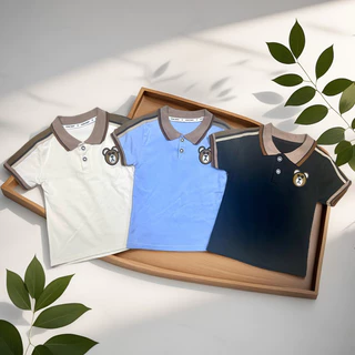 โปโล เสื้อผ้าแฟชั่นเด็กผู้ชาย1-4ขวบ ลายปักหมี