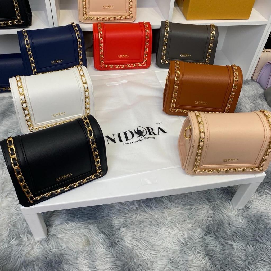 2424 กระเป๋าหน้าโซ่NIDORA งานแท้ หนัง PU งานแท้ สวยมาก