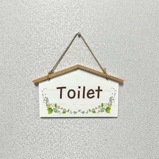 💥พร้อมส่งป้ายไม้แขวนตกแต่งแนววินเทจwelcome,toiletและroomขนาด14.5*22 cm