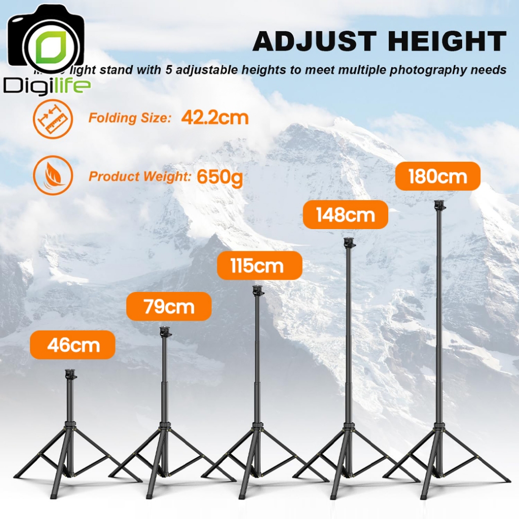 Coman Tripod MT60 - Camera & Phone Stand ขาตั้งมือถือ ขาตั้งกล้อง ไม้เซลฟี่ สูง 180 ซม. / Digilife Thailand