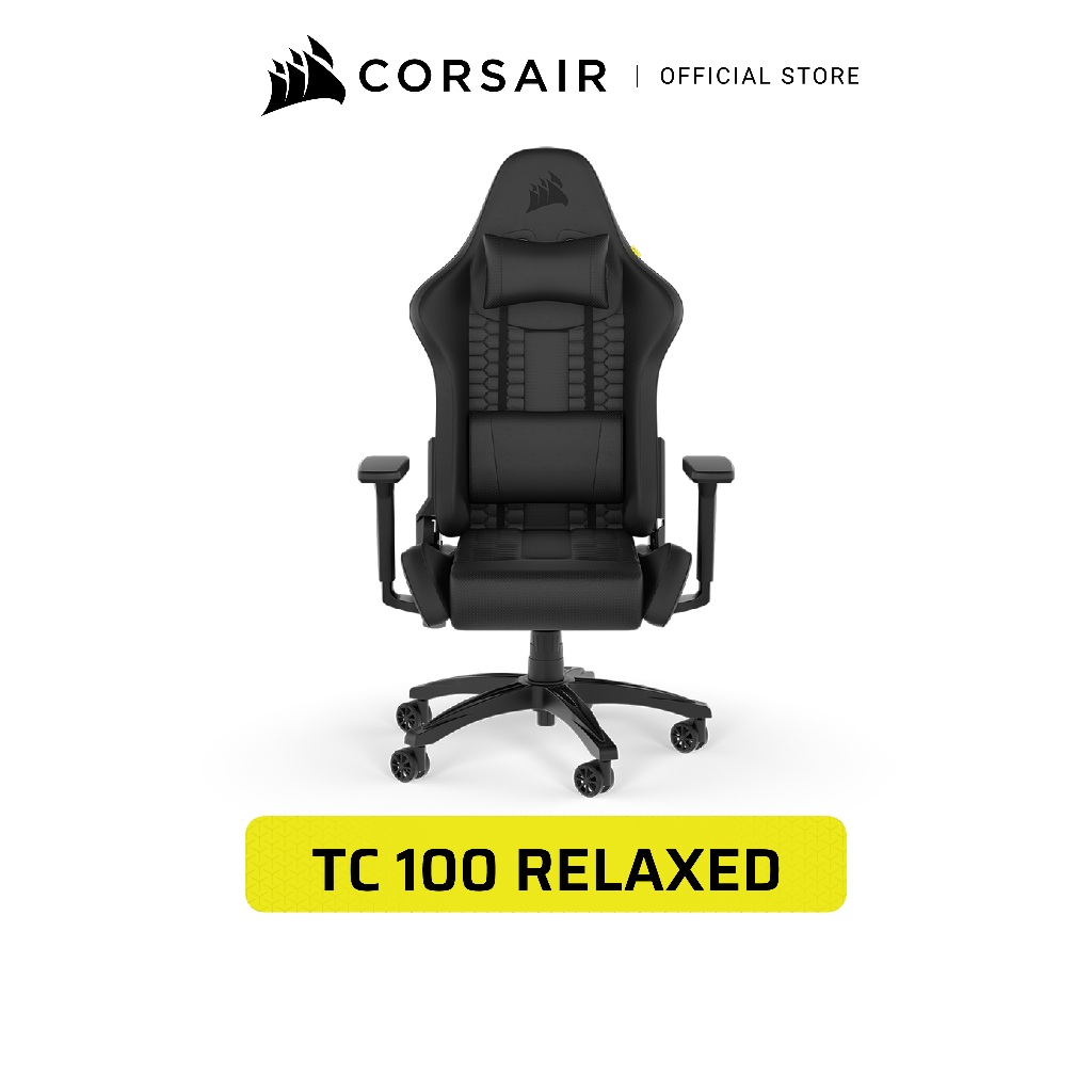 CORSAIR TC100 RELAXED (Leatherette) - เก้าอี้เกมมิ่ง หนัง PU สีดำ