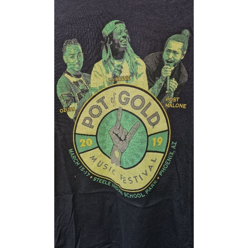 :Vintage 2019 Pot of Gold Lil Wayne Post Malone Ozuna Snoop Ice Cube Kodak Rap T-Shirt