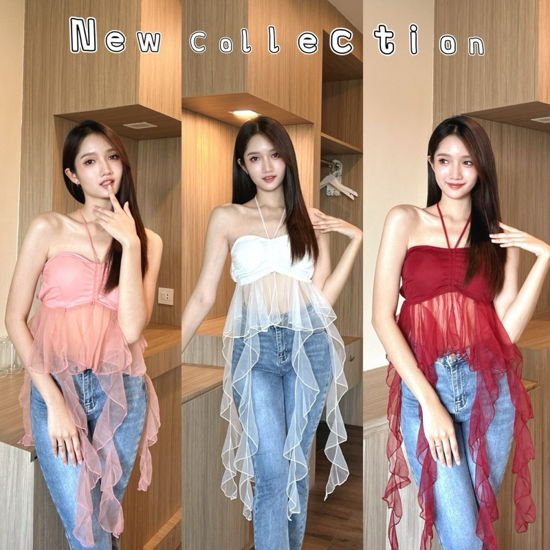 🔥พร้อมส่ง🔥 เสื้อเกาะอกคล้องคอ สุดเซ็กซี่🔥 ถอดสายได้✅สายเดี่ยว สุดเซ็กซี่🔥มีฟองน้ำ✅เสื้อครอป เสื้อคล้องคอ🔥