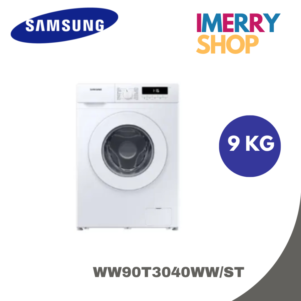 Samsung เครื่องซักผ้าฝาหน้า Digital Inverter Technology 9kg. รุ่น WW90T3040WW/ST