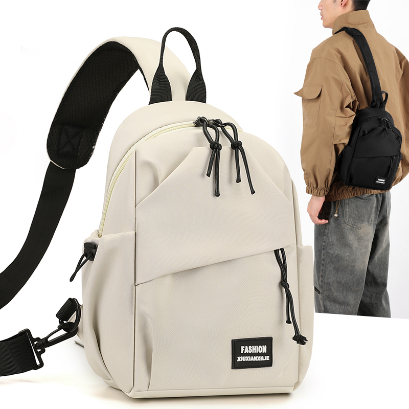 GUCSELECTED(B2297) กระเป๋าคาดอก-ผ้าไนล่อนสีพื้นFASHION มี6ช่องใส่ของ