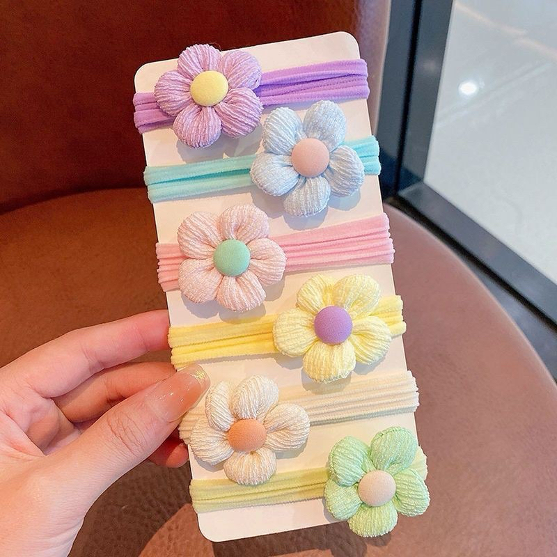 🇹🇭พร้อมส่งที่ไทยยางรัดผมไม่ทำลายผมรูปดอกไม้น่ารัก👧[แพ๊คละ6ชิ้นคละสี]