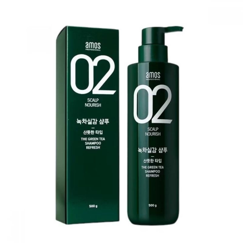 Amos PROFESSIONAL The Green Tea shampoo 500ml Refresh / AMOS แชมพูสระผม