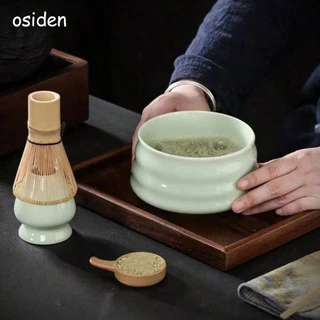 osiden ชุดชามมัทฉะ (4ชิ้น) Chawan ถ้วยชงมัทฉะ ถ้วยชงชาเขียว แปรงชงชา ที่ใส่มัทฉะ ที่ตักมัทฉะ